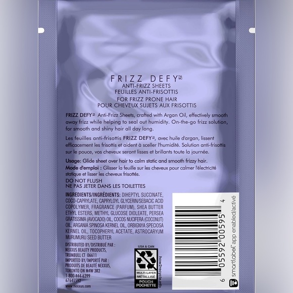 Nexus Frizz Defy Active Frizz Control Sheets with Argan Oil - pack of 8 - Picture 2 of 2